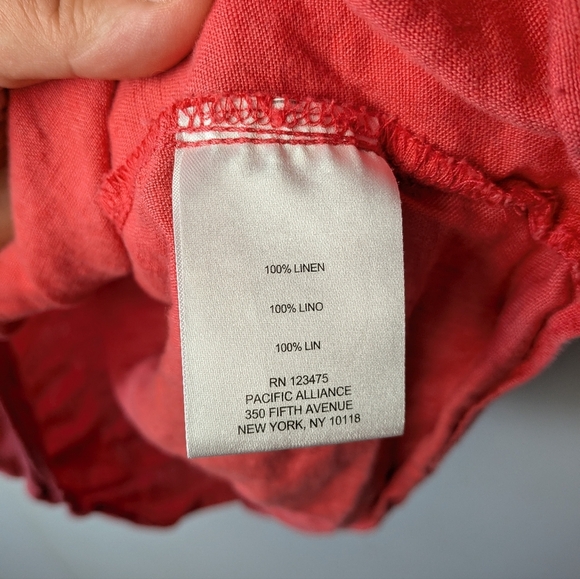 ELLEN TRACY Women Blouse 100% Linen Size Small Gold Buttons pink Color - Picture 6 of 9